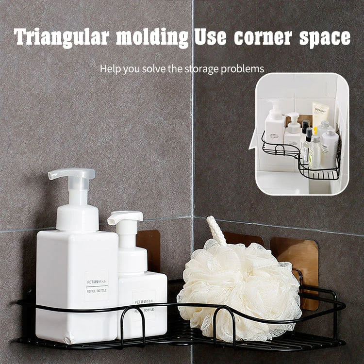 No Drilling Metal Bathroom Corner Shelf